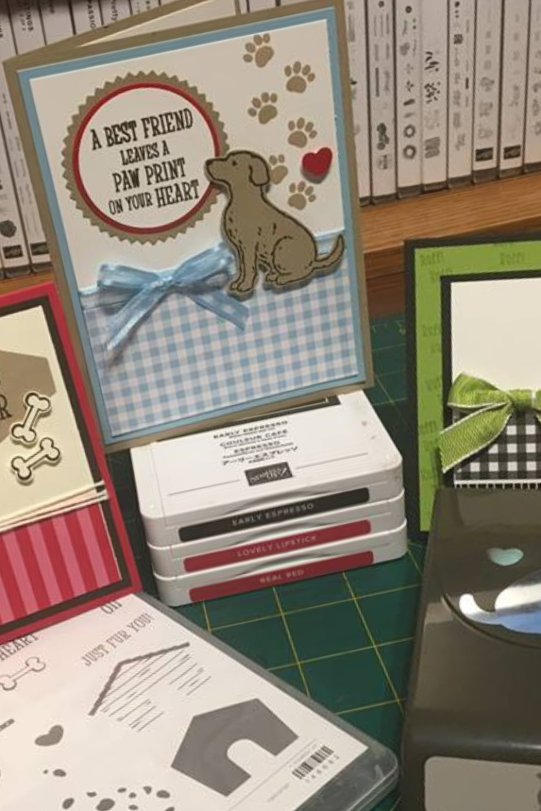 Stampin' Up!Happy Tails Pawprints on Our Hearts cards