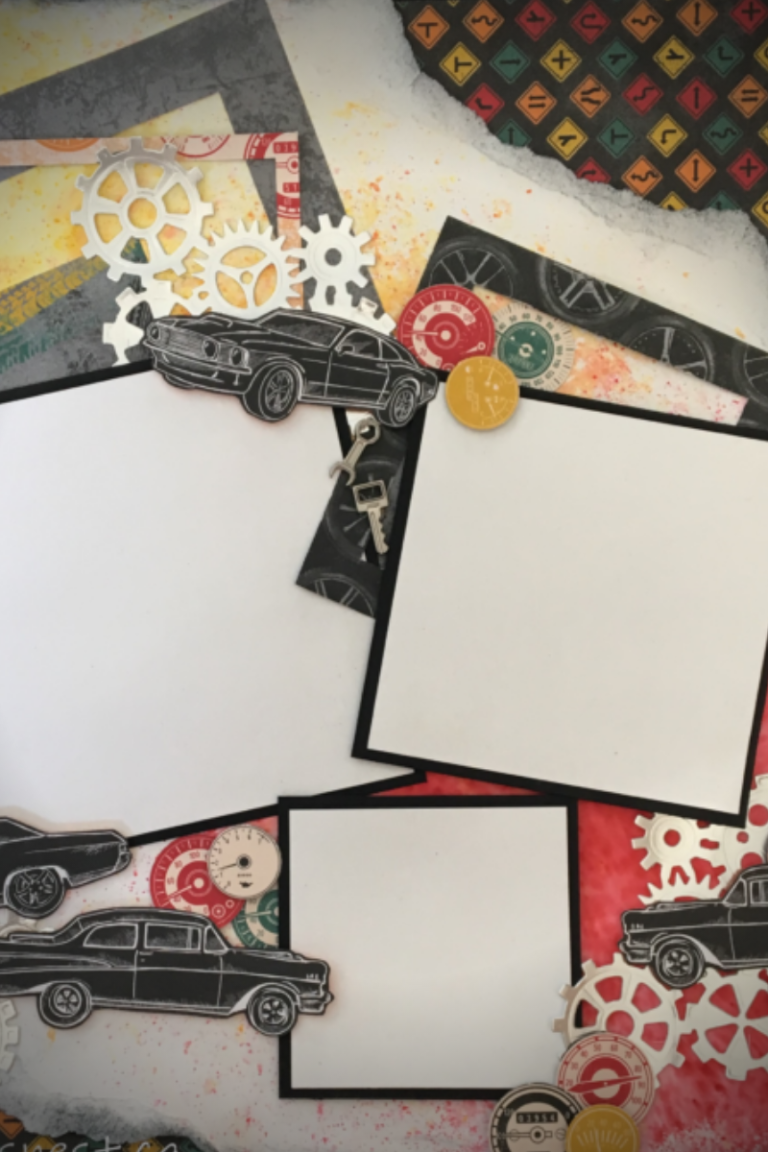 Car themes masculine scrapbook layout