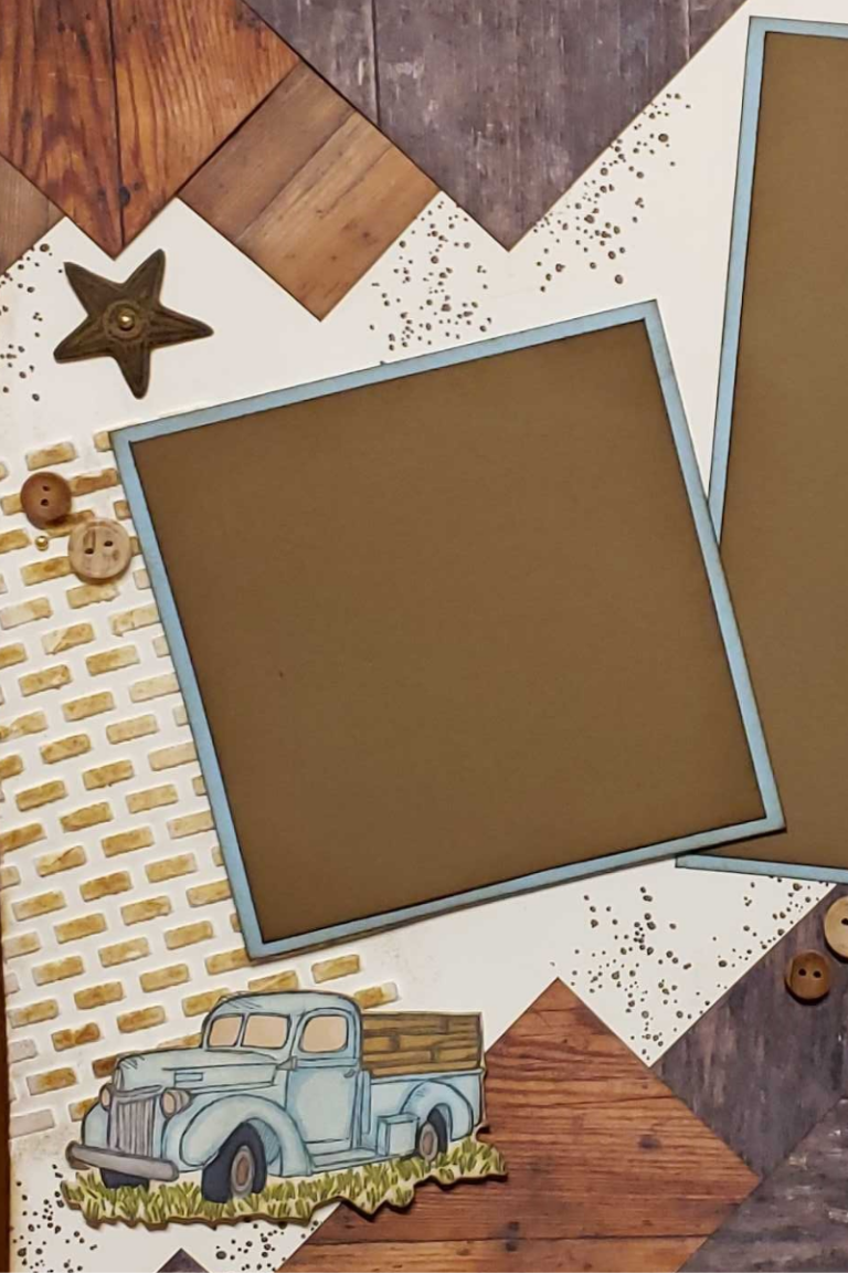 Masculine scrapbook layout with a country feel