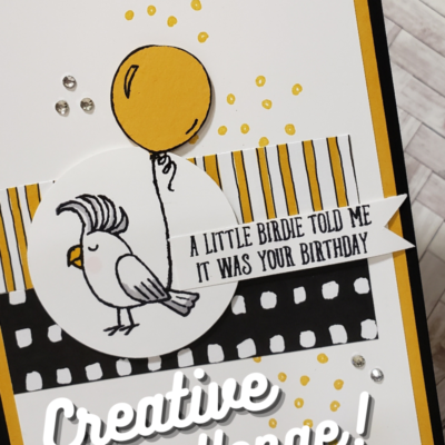 card with bird and balloon for creative challenge #3 bird theme