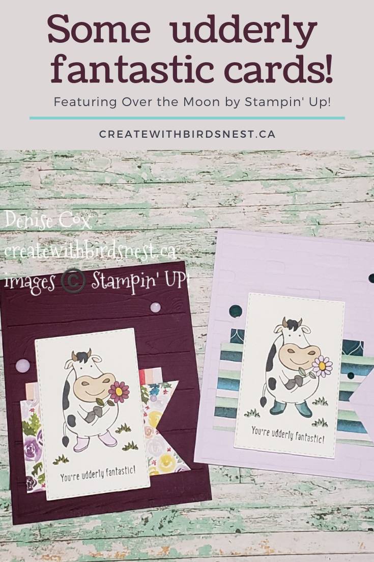 Udderly Fantastic cards featuring the Stampin' Up! Over The Moon stamp set via @denise34