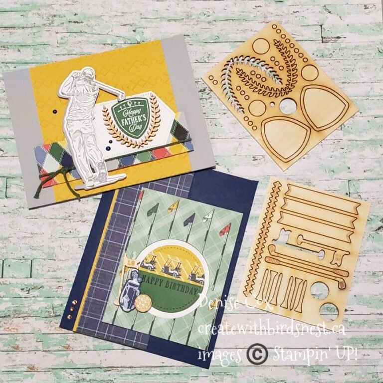 Display fof two masculine greeting cards using the golfing images included in the Country Club product suite by Stampin' Up!
