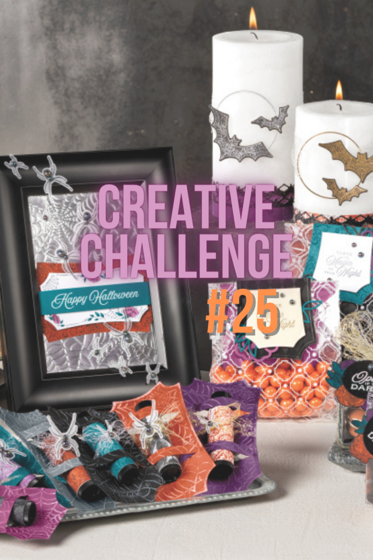 Halloween treats and decorations made from Stampin' UP! Magic In This Night product suite to show Halloween theme for Create with Birdsnest Creative Challenge #25