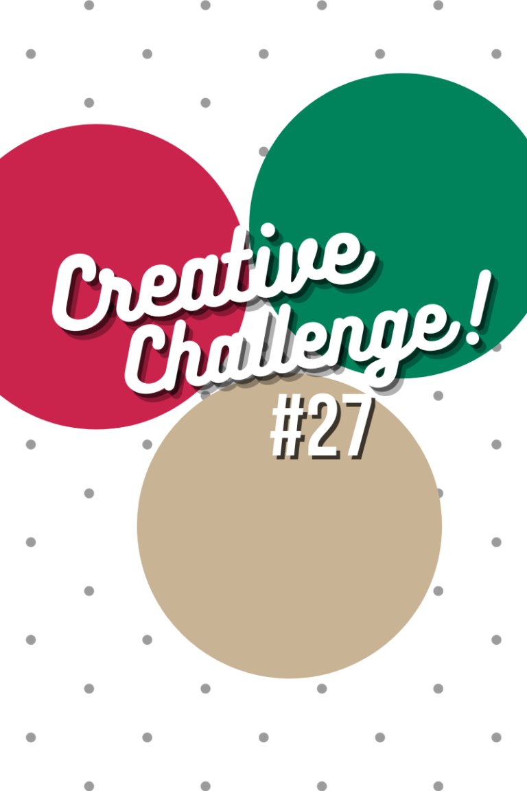 Real Red, Shaded Spruce and Crumb Cakecoloured circles used to display the colour theme for Creative Challenge #27