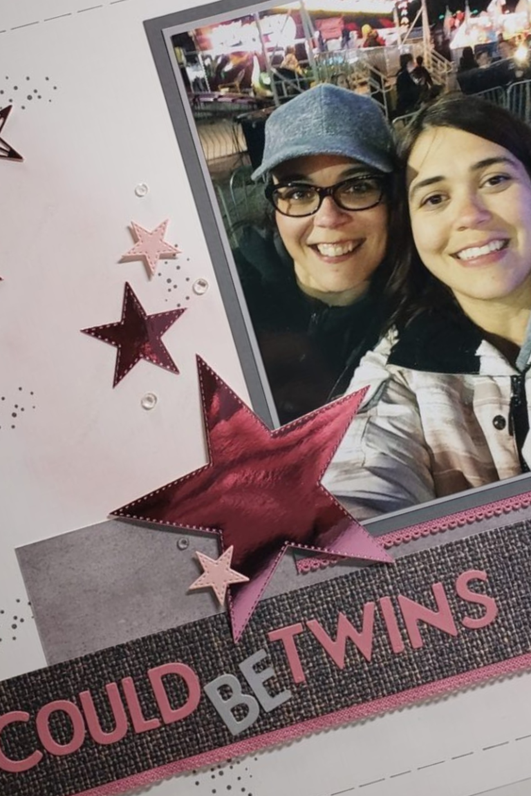 Could Be Twins Scrapbook layout with Stitched Stars embellishments
