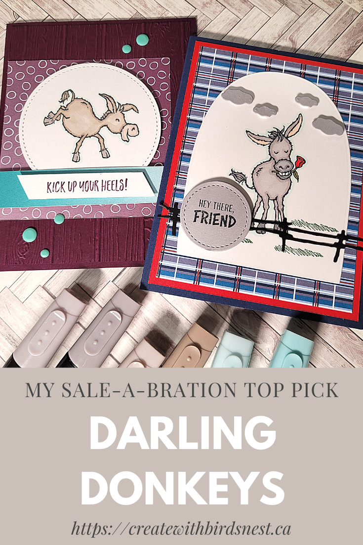 My top pick from the 2021 sale-a-bration brochure is hands-down the adorable Darling Donkeys stamp set. These guys are too cute for words! via @denise34