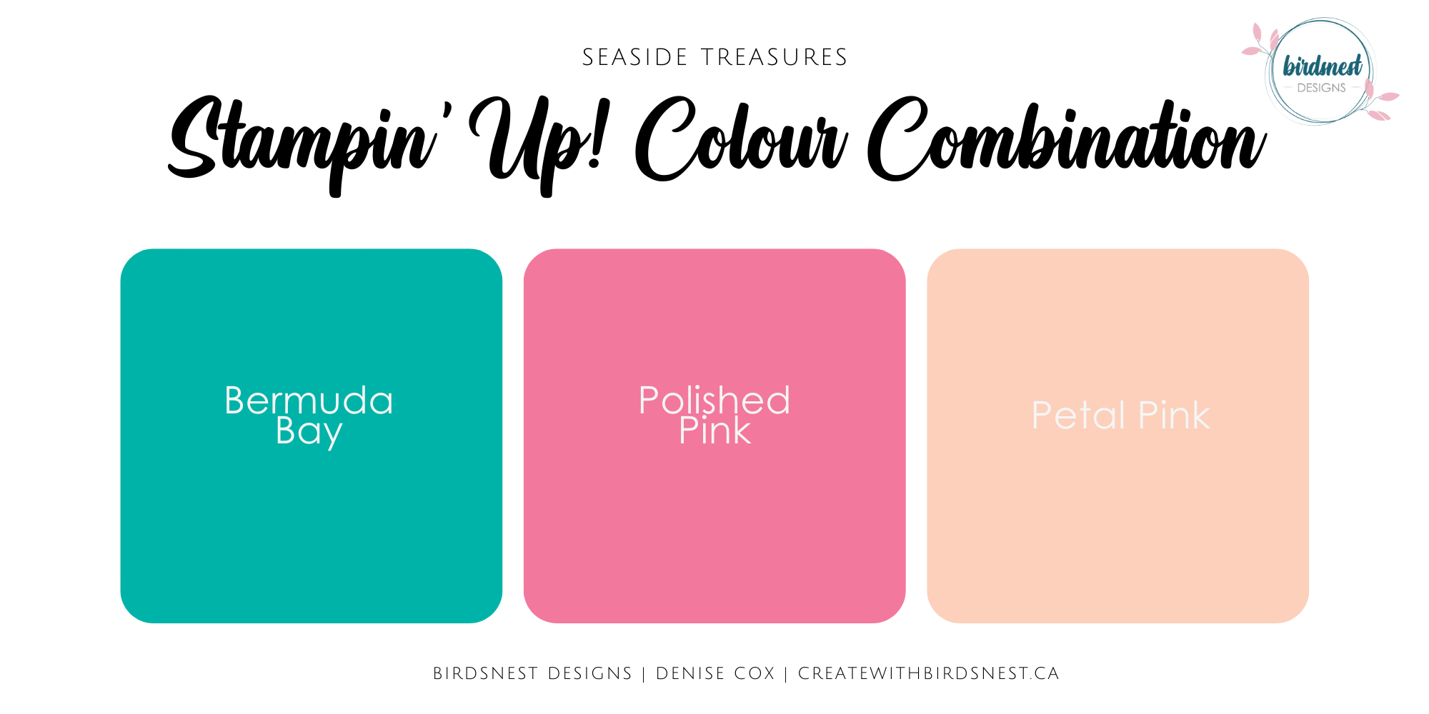Stampin' Up! three colour combination of Bermuda Bay, Polished Pink, Petal Pink