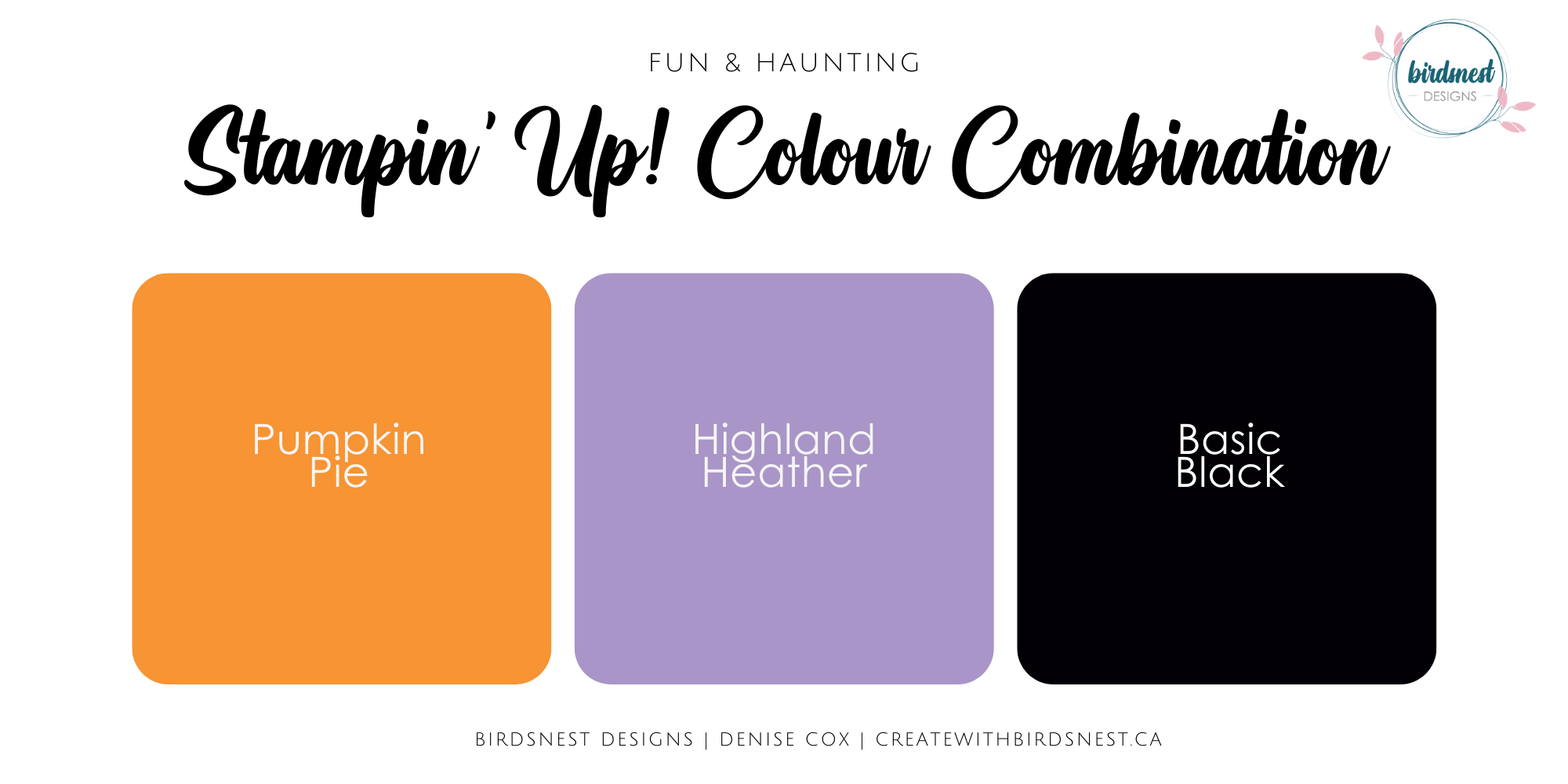 Stampin' Up! colours used on this Best Witches Halloween card are Pumpkin Pie, Highland Heather & Basic Black