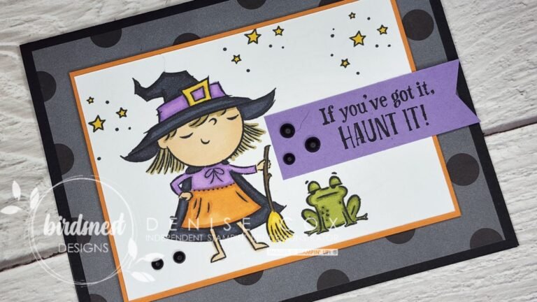 An Adorable witch and her frog on this Halloween card made with the Best Witches Stampin' Up! stamp set