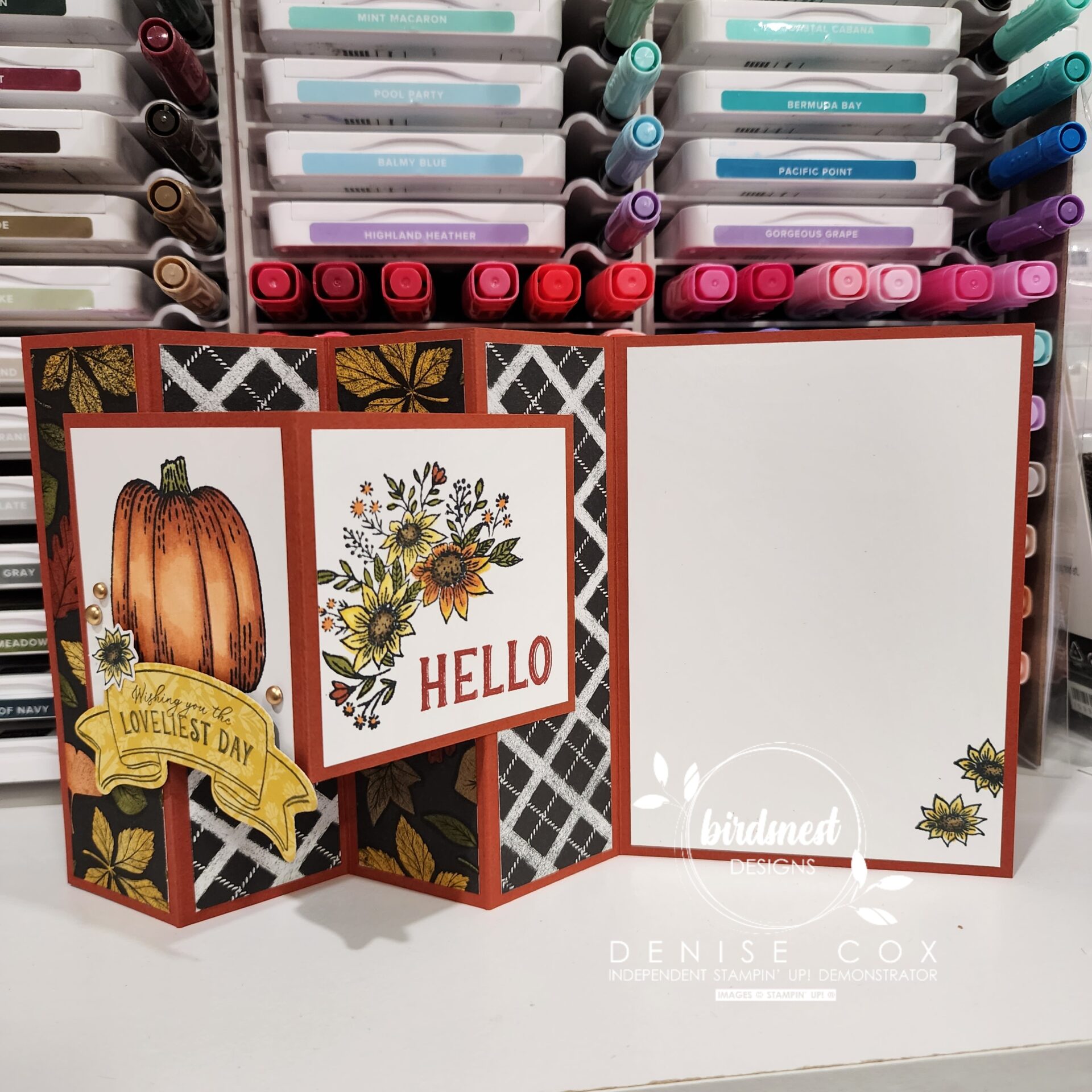 Accordion Fun Fold card made with the Stampin' Up! Hello Harvest bundle