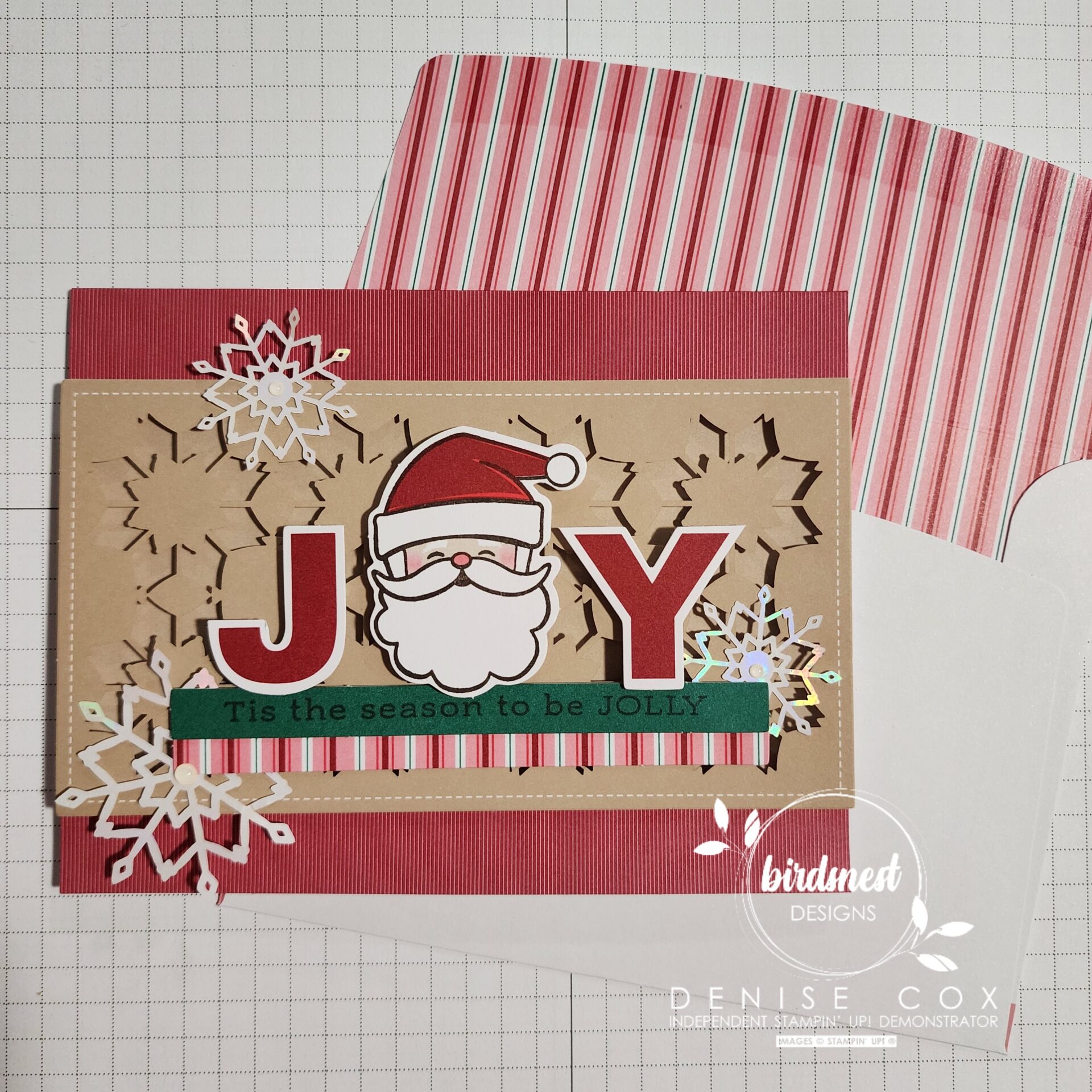 Ho Ho Ho Paper Pumpkin Stampin Up kit card #3 Santa with JOY sentiment
