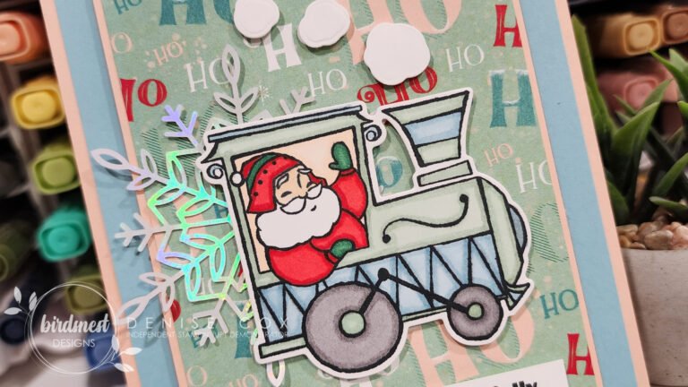 Pastel Coloured Christmas card made with Stampin' Up! Santa Express Collection
