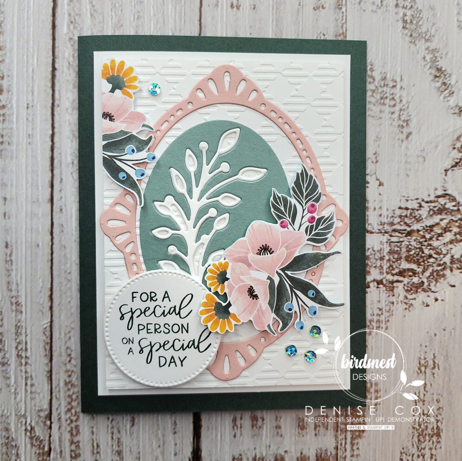 Framed Floral birthday card made by Denise Cox using Stampin' Up! Fitting Florets Collection