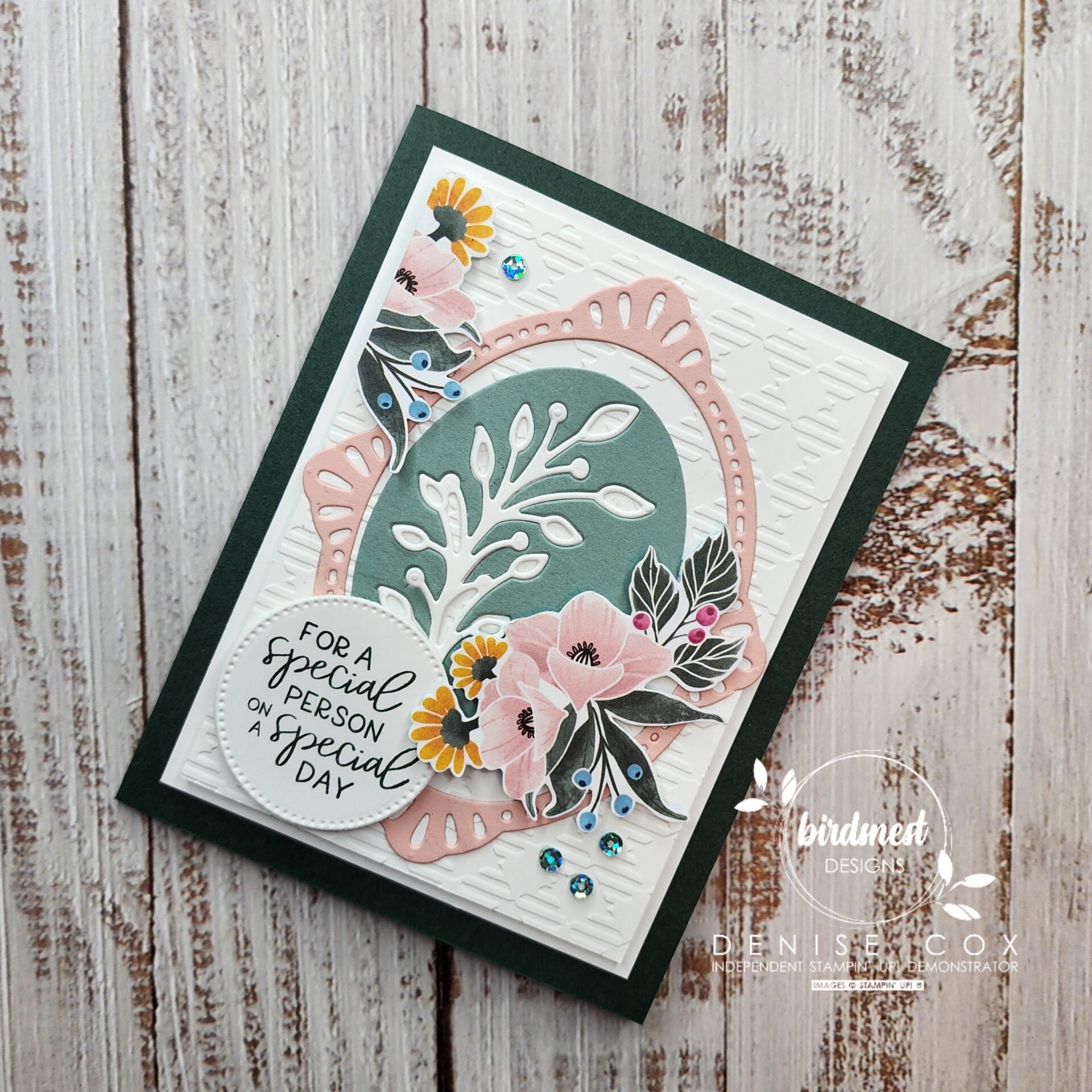 Birthday card made by Denise Cox using the Stampin' Up! Fitting Florets Collection