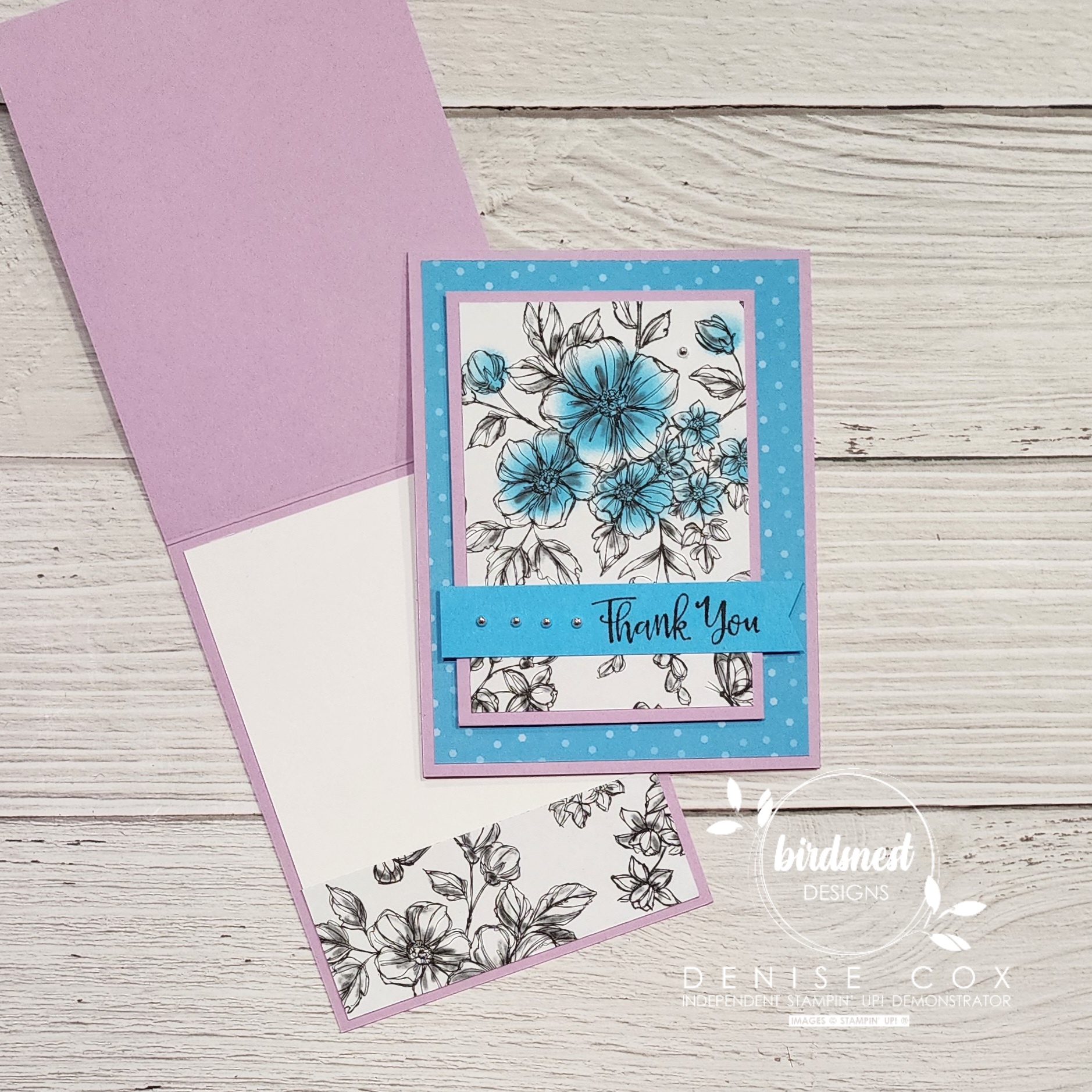 Demonstrator Training Program Customer Thank You card blog hop card made with Stampin' Up! Perfectly Penciled DSP and Peaceful Moments Stamp
