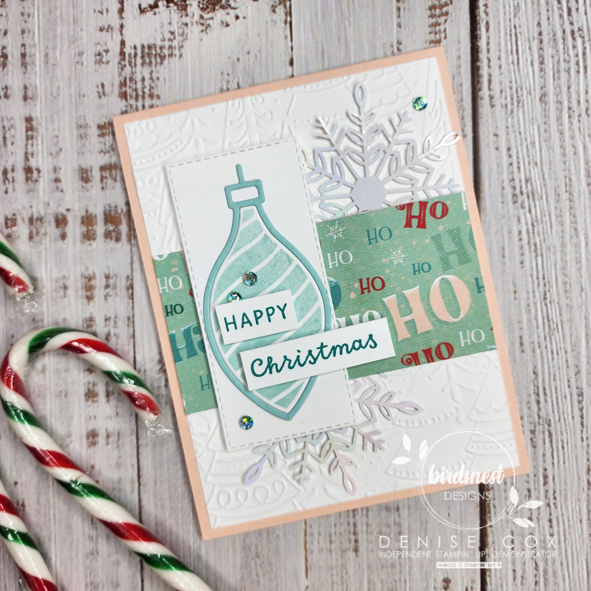 Christmas card made with Stampin' Up! Spruced Up bundle using non-traditional soft pastel colours