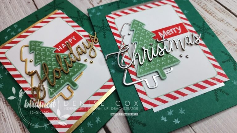 Christmas card made using Stampin' Up! Spruced Up bundle and the Santa Express Memories and More cards with a fun heat embossing technique
