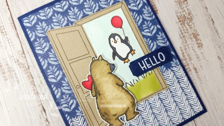 Close up of Warm Welcome and Count On Me stamped images on the card