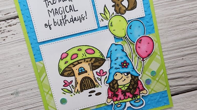 Close up photo of the Stampin' Up! Friendly Gnomes birthday card