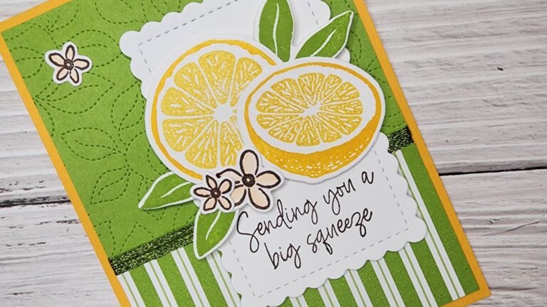 Close up photo of the lemons on the front of the Stampin' Up! Sweet Citrus birthday card