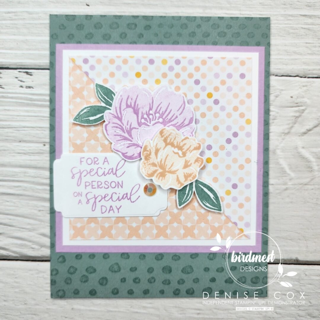 Two Tone Flora & Framed Florets Birthday Card • Denise Cox