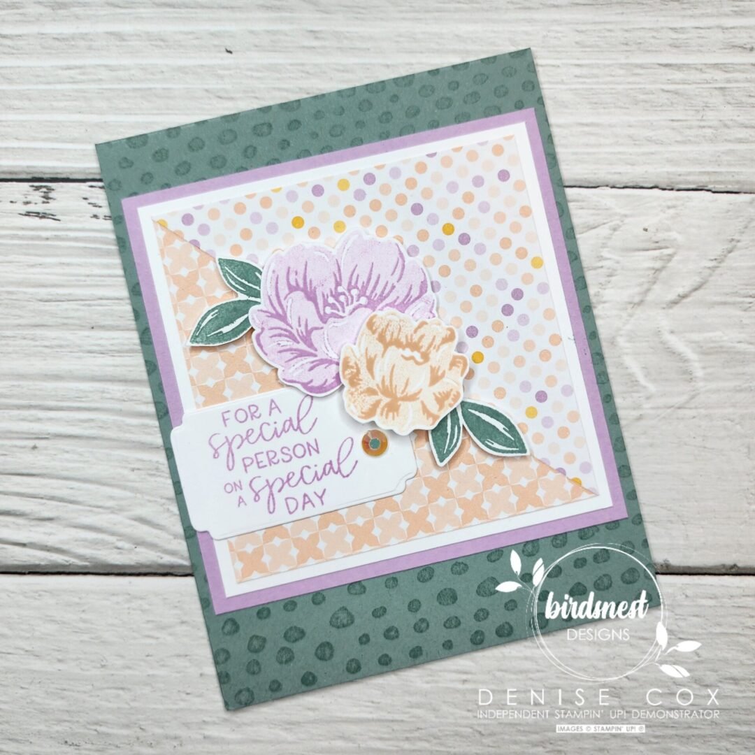 Two Tone Flora & Framed Florets Birthday Card • Denise Cox