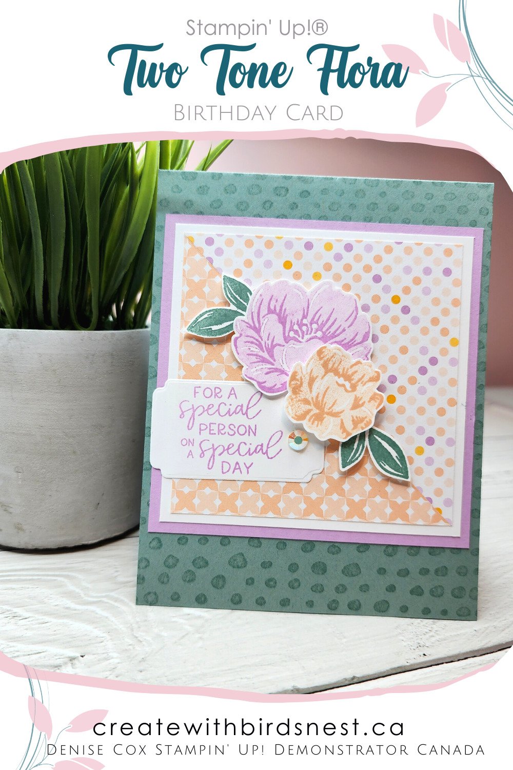 Two Tone Flora & Framed Florets Birthday Card via @denise34