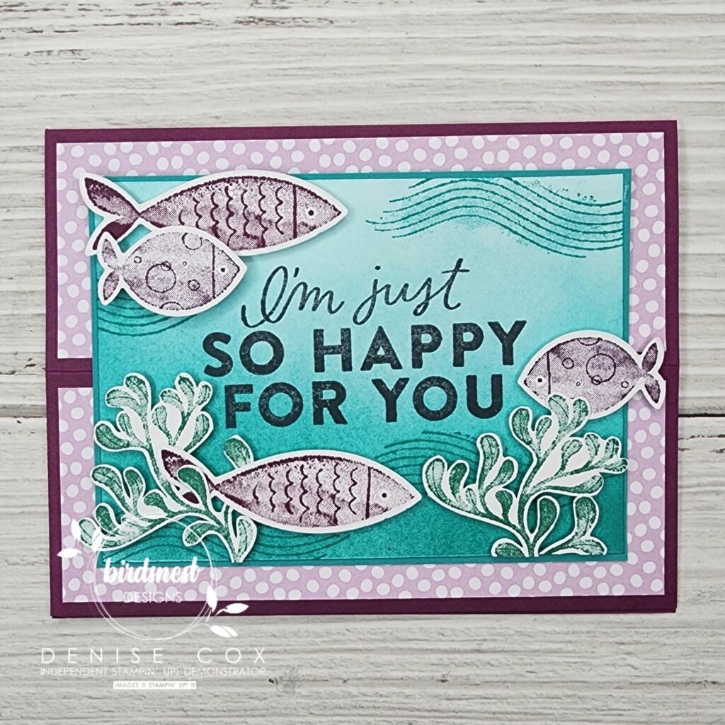 Photo of the front of the closed Stampin' Up! A Fish & A Wish easel card 