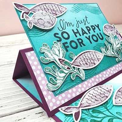 Close up photo of the front of the A Fish & A Whish Easel Card