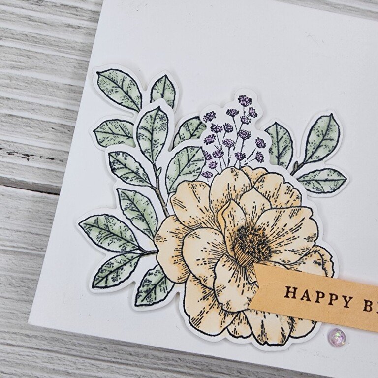 Cottage Rose Clean & Simple Birthday Card