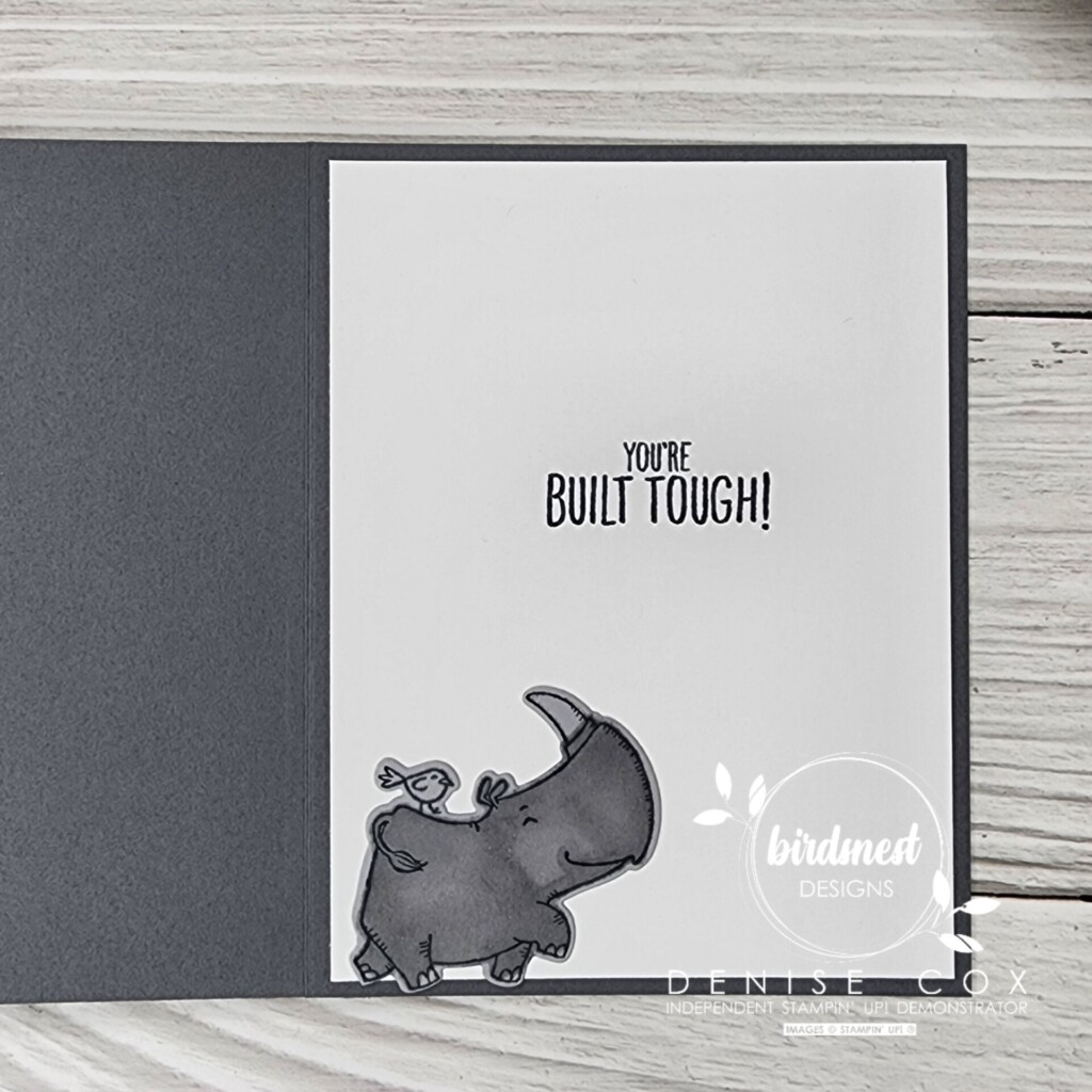 Photo of the inside of the Stampin' Up! Rhino Ready card