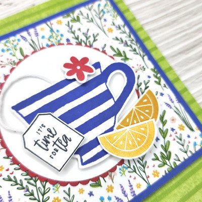 Close up photo of the Stampin' Up! Tea Boutique friendship card