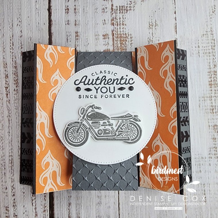 Photo of the Double Fun Fold Ready To Ride card closed up on a table