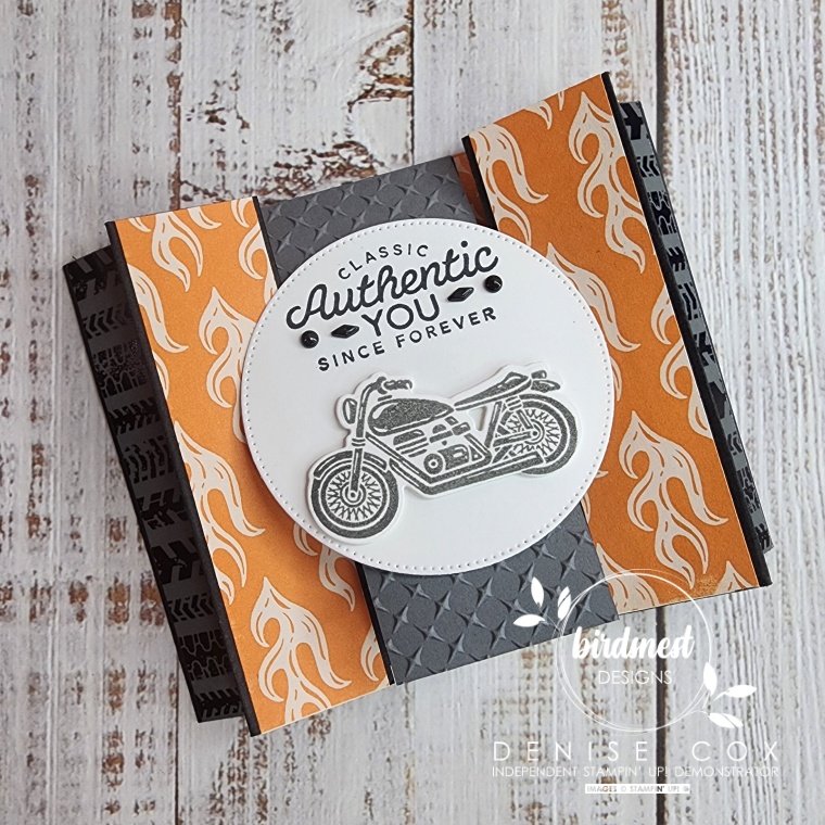 Photo of the front of the closed Double Fun Fold Stampin' Up! Ready To Ride card