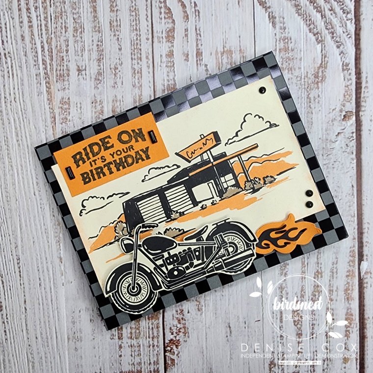 Photo of the front of the Stampin' Up! Ready To Ride birthday card