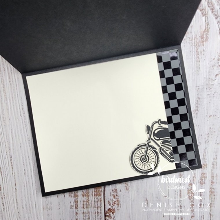 Photo of the inside of the Stampin' Up! Ready To Ride birthday card