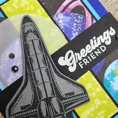 Close up photo of the Reach For The Stars card front