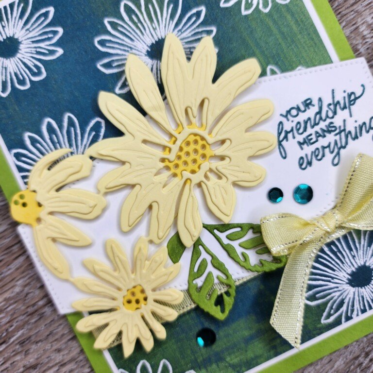 Cheerful Daisies with Embossed Background