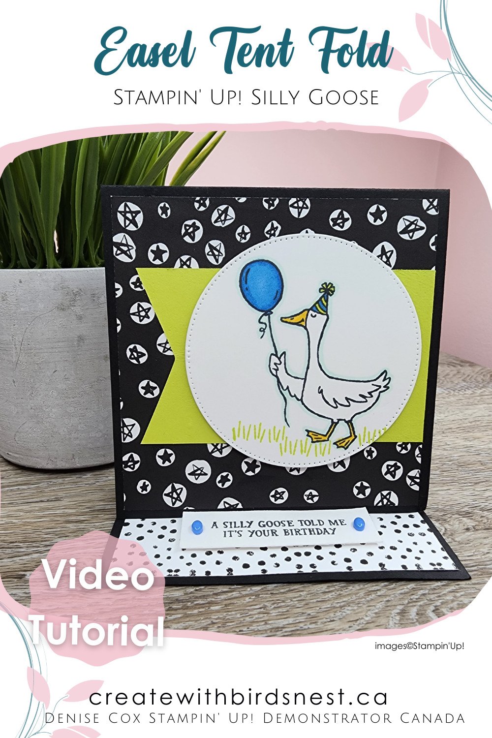 Easel Tent Fold Card with Silly Goose via @denise34