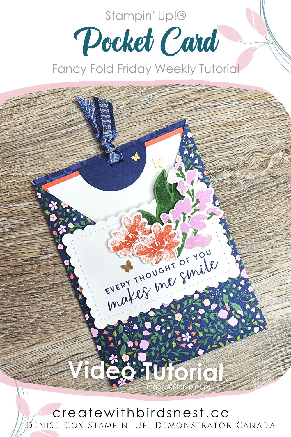 Textured Floral Pocket Card via @denise34