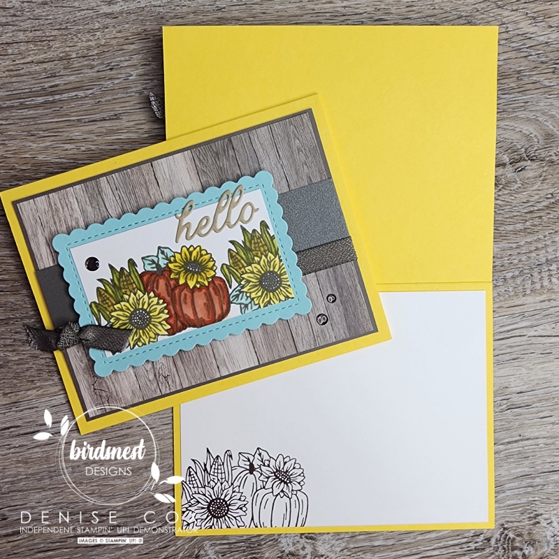 Photo that shows both the front and inside of the Stampin' Up! Rustic Crate card