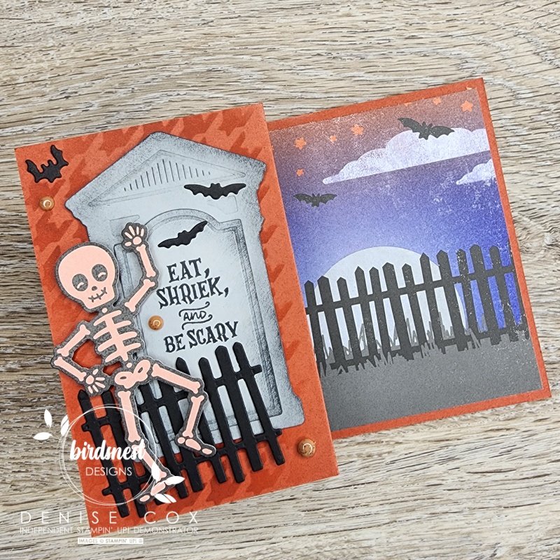 Close up photo of the front of the closed Stampin' Up! Bag of Bones Z Fold Card