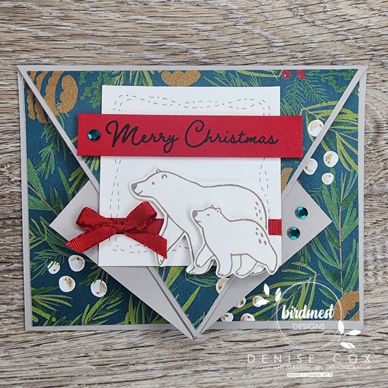 Close up photo of the Beary Cute arow fold card