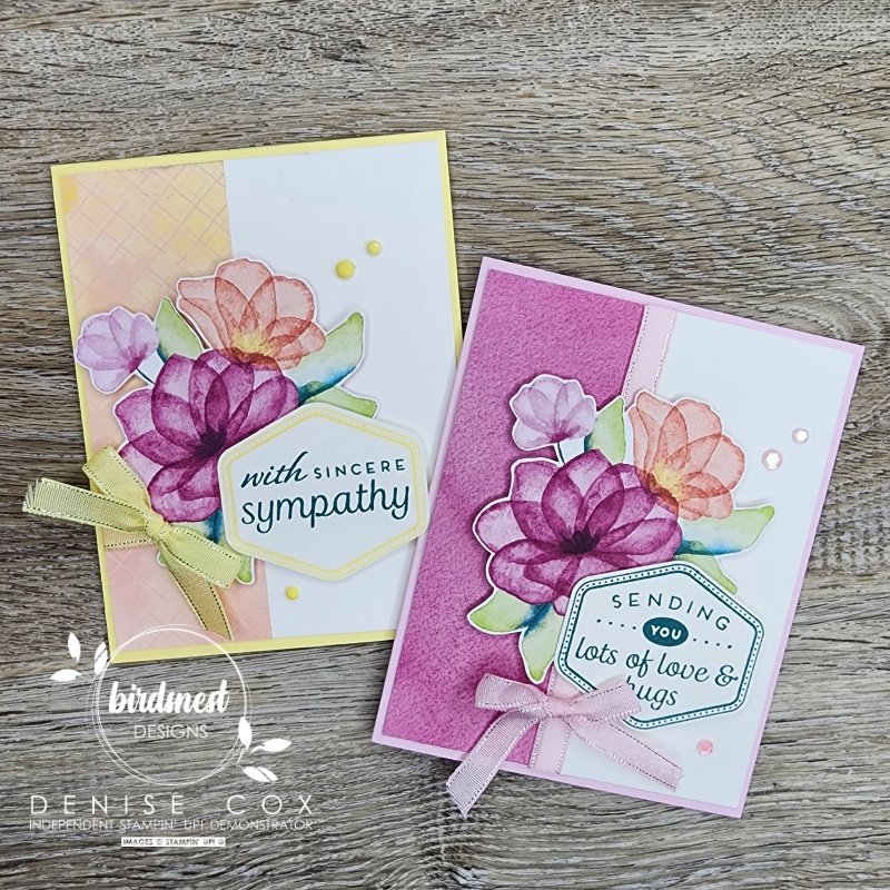 Photo of two different cards both created with Stampin' Up!  Heartfelt Hexagon bundle