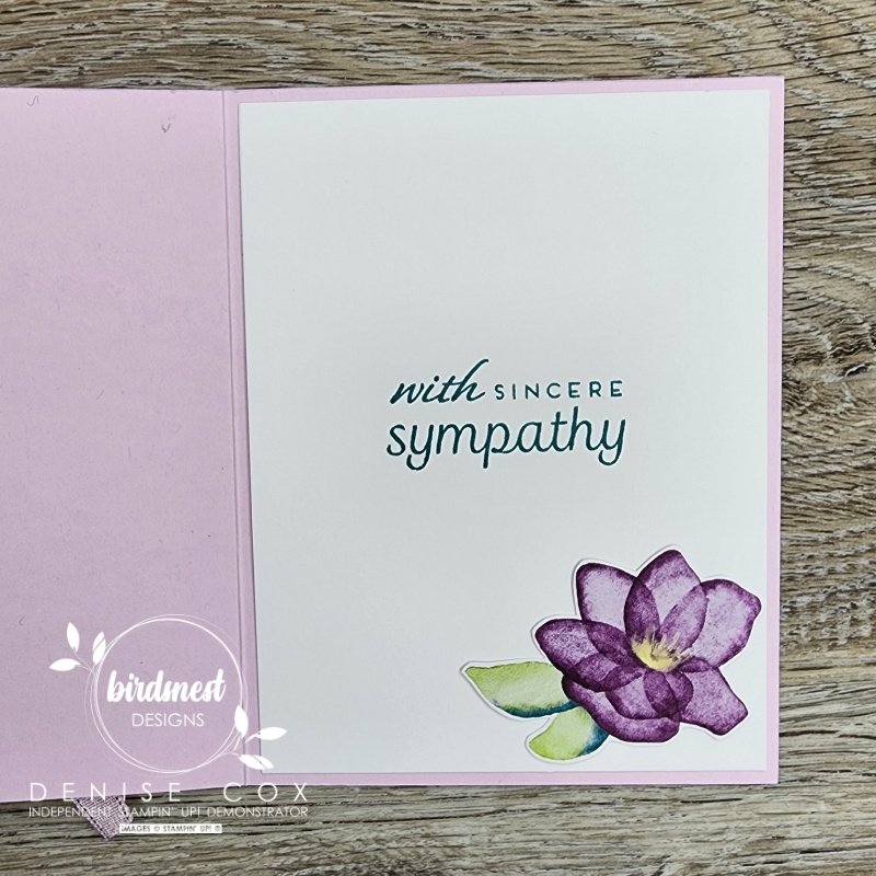 Photo of the inside of the Heartfelt Hexagon sympathy card