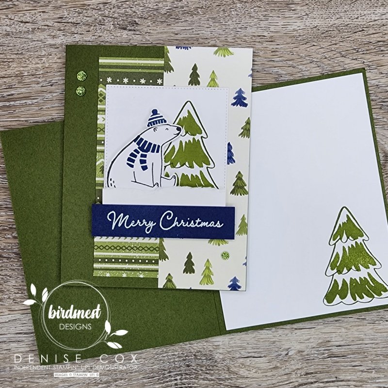 Photo showing the front and the inside of the Beary Cute Christmas card