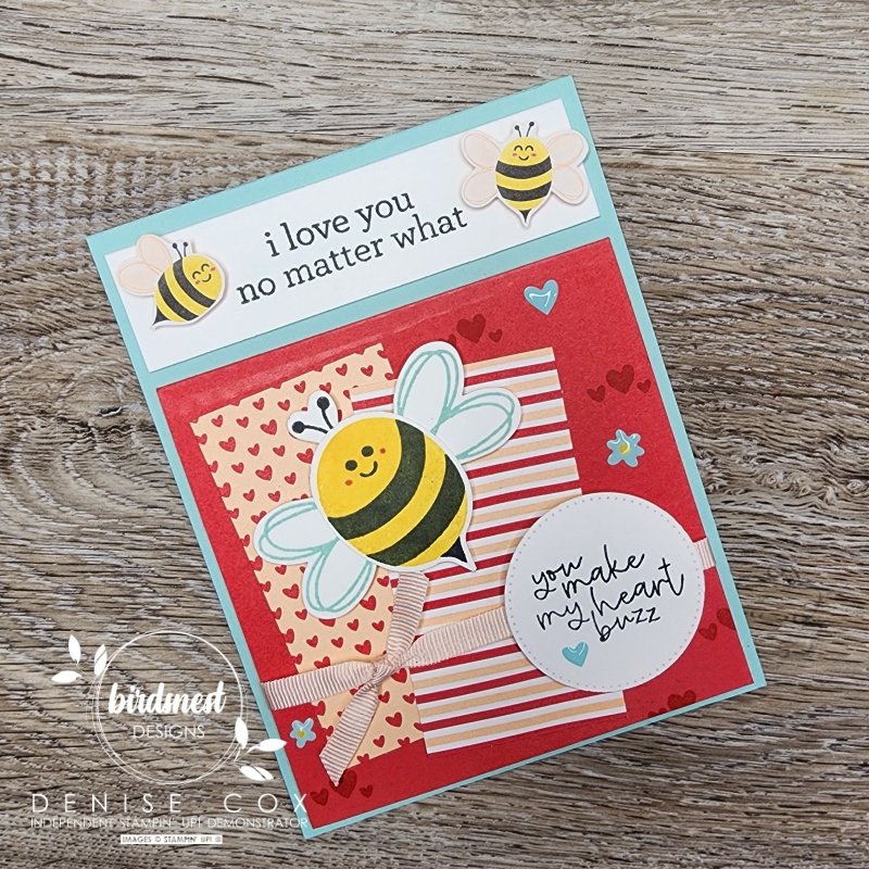 Photo showing the front of the Bee My Valentine card