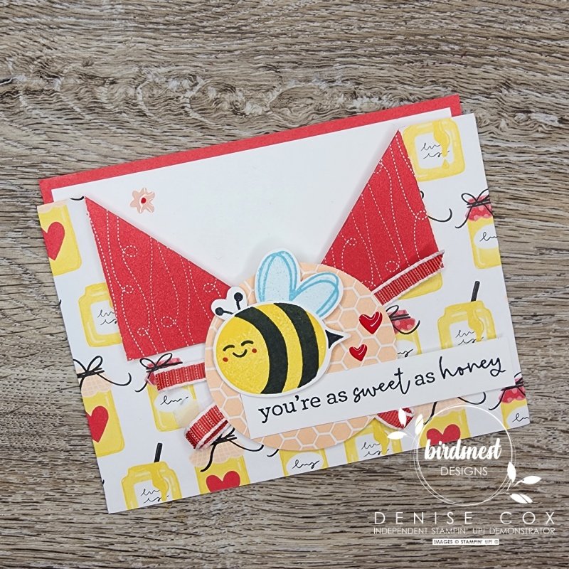 Photo of the Bee Mine pocket card with the card inside the pocket