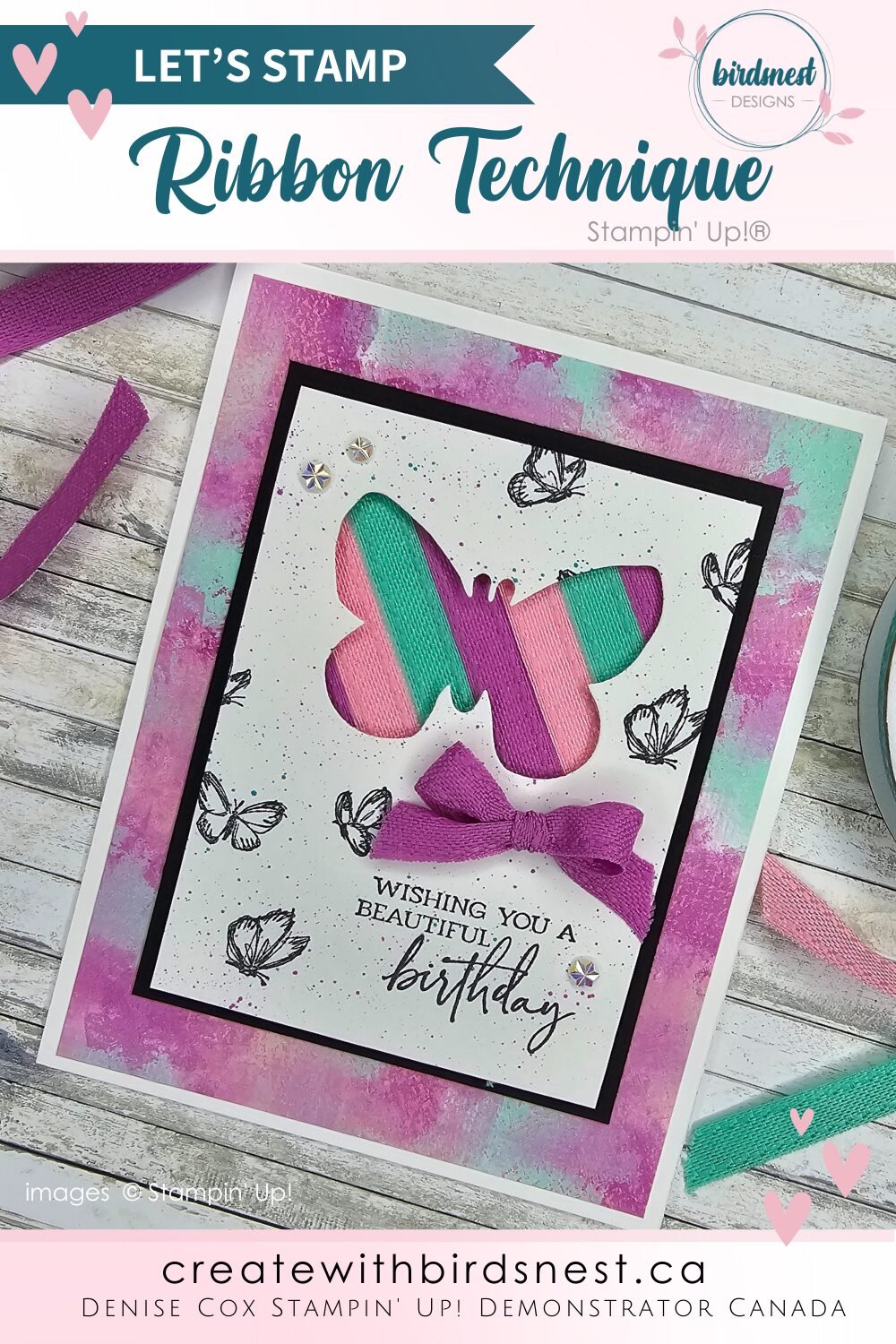 Ribbon Technique with Sketched Butterflies via @denise34