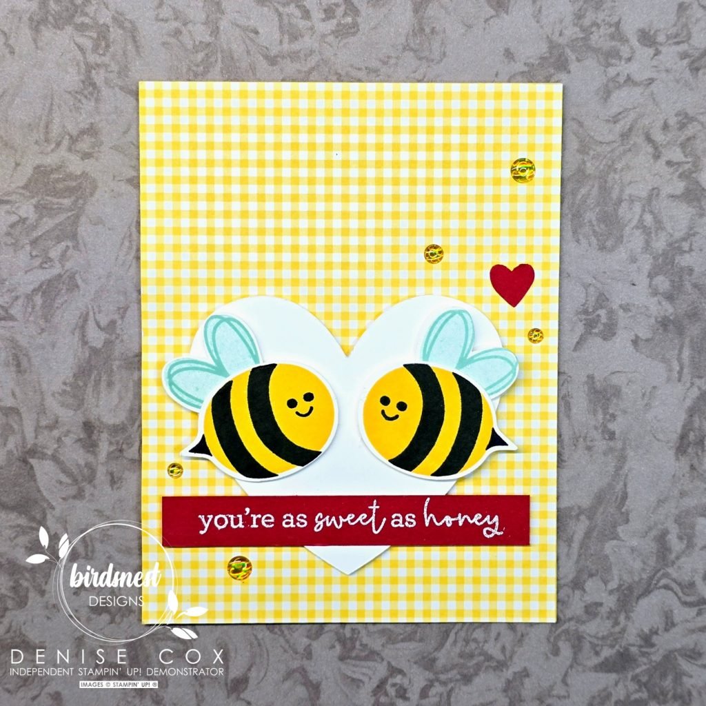 Photo showing the card made with the Stampin' Up! Bee My Valentine stamp set and punch
